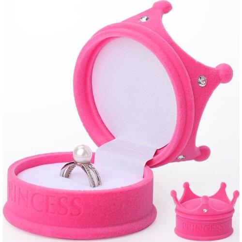 Pink velet crown wedding rings jewelry packaging box women earrings necklace storage cases for lover gifts 21 styles available