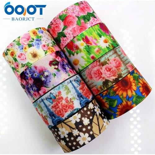 OOOT BAORJCT 175236 , 25MM flowers Series Printed grosgrain ribbon, DIY handmadeHair accessories Material wedding gift wrap