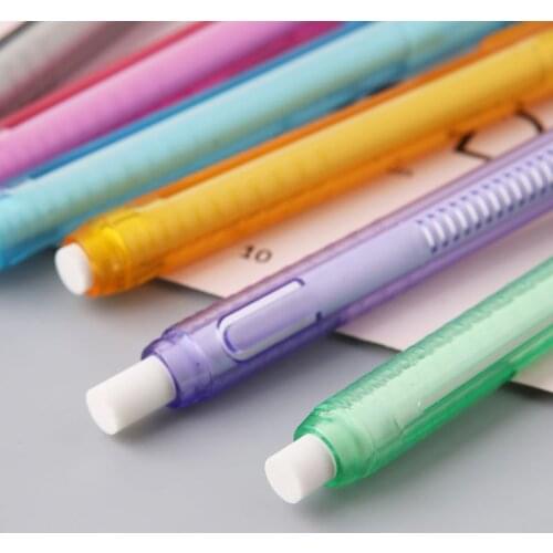 H05B Creative Press Pen Shaped Eraser Writing Drawing Pencil Erase Student School Office Stationery Learning Painting Accessory