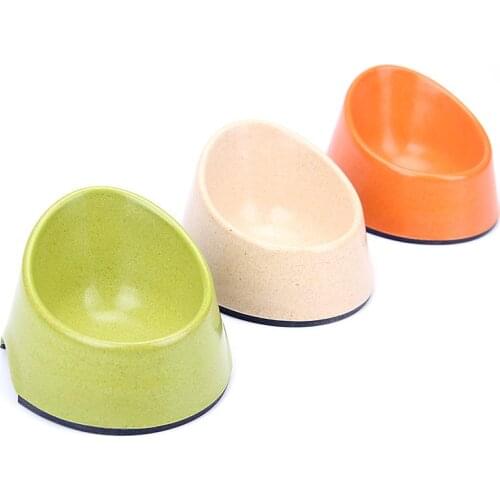 Eco-friendly Cat Bowl Tilted Non-slip Dog Single Bowls Bamboo Fiber Pet Feeders Feeding Water Bowl Pet Feeder Kitten Supplies