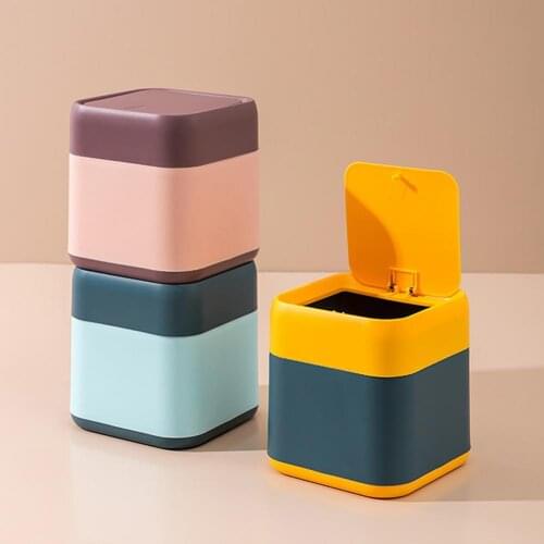 Mini Desktop Trash Can Household Creative Desktop Garbage Can Trash Bucket Waste Sundries Storage Bin for Home Organizer