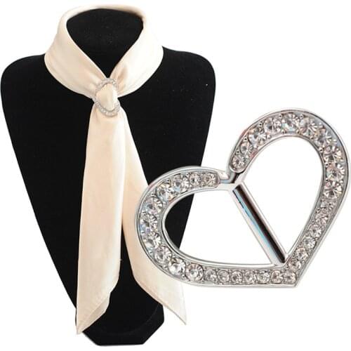OneckOha Rhinestone Butterfly Scarf Clip Metal Alloy Scarf Buckle Heart Shape Hijab Clip Scarf Jewelry