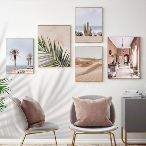Desert Landscape Wall Art Canvas Painting Boho Morocco Print Coastal Art Poster Gallery Wall Picture Living Room Decor