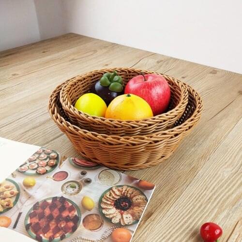 Gift Hampers Vintage Vegetable Fruit Basket Bread Weaving Round Kitchen Hand Made Home Decor Storage Snacks Organizer Multi Use