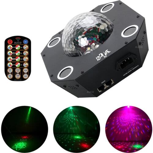 AUCD UFO Remote 4 Eyes 30 Big Gobos RGRG Projector Laser Lights RGBW LED Disco Ball DMX Beam DJ Party Show Stage Lighting WQ35