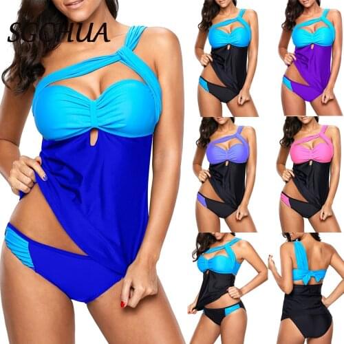 One Shoulder Swimsuit Women Sexy Push Up Swimwear Summer Solid Patchwork Bathing Suits Beach Swim With Thong Two Piece Swimsuit