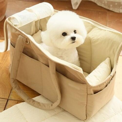 Pet Backpack Cats and Dogs Four Seasons Mesh Breathable Outdoor One-shoulder Handbag Car-type Nest Pad Solid Color Convenient