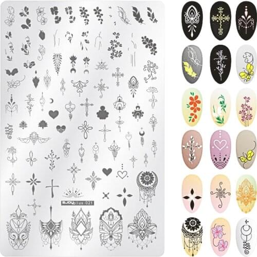 Nail Stamping Template 9.5*14.5cm Flower Mandala Flower Vine Boat Nail Art Stamping Plate Zjoy-Plus Stencil for Nail Art