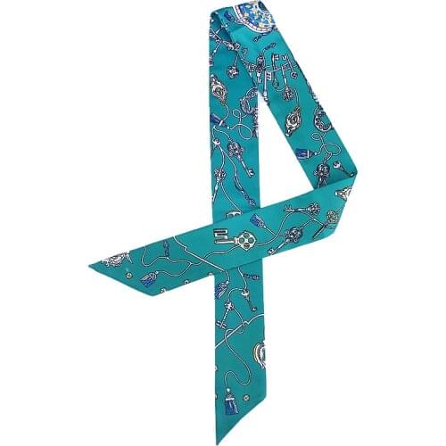 Lock key printing Luxury Brand Skinny Scarf Multi-function Bag Silk Scarves For Women New Fashion Head Scarf WristTowelForLadies