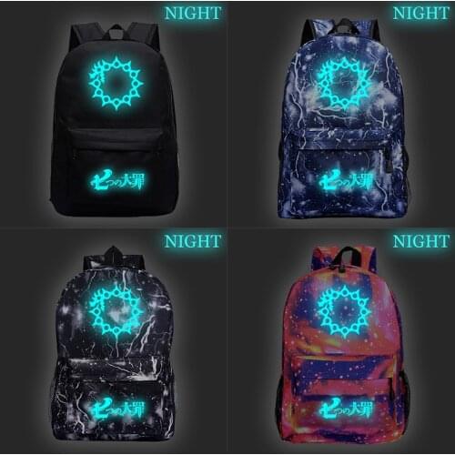The Seven Deadly Sins School Backpacks For Teenage Boy Girls Luminous Anime Schoolbag Bag For Teenagers Student Backpack