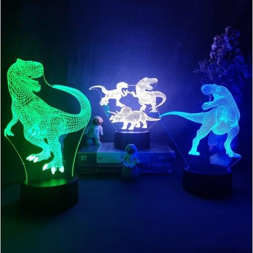 Tyrannosaurus Triceratops 3D Illusion Lamp for Bedroom Decor Nightlight Color Changing Led Night Light Child Education Toy Gift