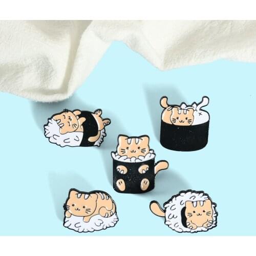 Creative Cartoon Animal Badge Ins Trendy Cute Cat Pillow Shape Alloy Brooch Personalized All-match Backpack Clothing Accessories