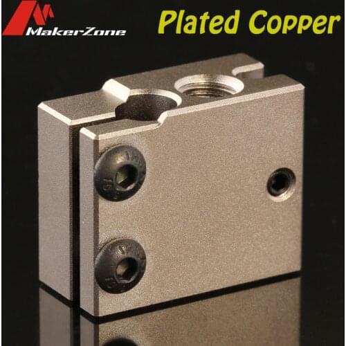 V6 Volcano Heated Block Aluminum/Plated Copper High Temperature Block For PT100 HT-100K E3d Hotend 3D Printer BMG Titan Extruder