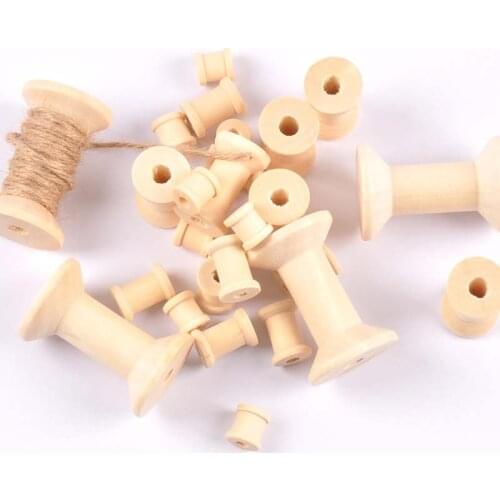 Vintage Natutral Wooden Bobbins Empty Thread Spools For Twine Wire Ribbons Reel Spool Sewing Accessories Tools DIY Wood Crafts