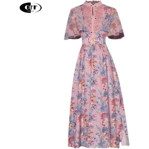 Designer Runway Elegant Midi Long Dresses For Women Summer Ruffles Lace Up Traf Zevity Dress With Floral Pattern Vestidos mujer