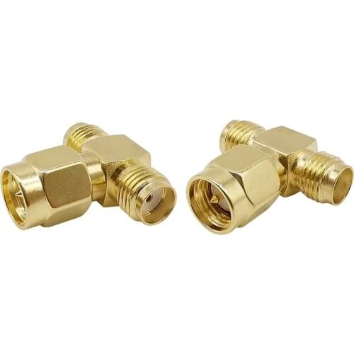 1Pcs T Shape SMA Male Plug to Two Double Female Jack Splitter Antenna Converter RF Coaxial Connector For FPV Goggles Antennas