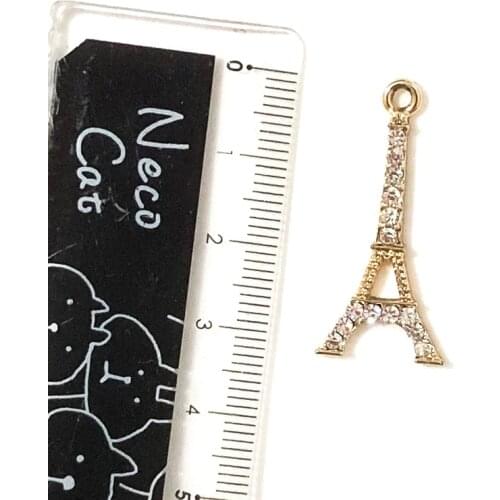 10pcs/lot Effiel Tower Rhinestone Dangle Handmade Charms Pendant DIY for Bracelet Necklace Bag