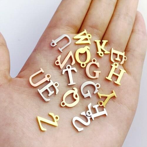 10pcs/Lot Stainless Steel Mirror Polish Alphabet Charms DIY Initials From A-Z Pendant For Jewelry Findings Accessories