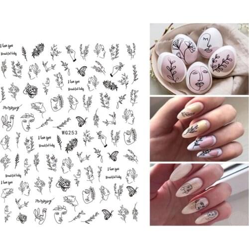 Face Art Abstract Sticker Color Abstract Art Female Nail Sticker Slider 10PCS