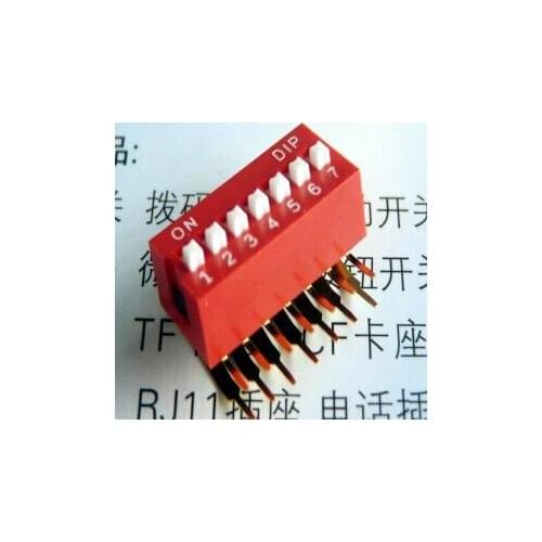 100% Original DA-07 7P 2.54mm SPST Right Angle DIP Switch DA-07-V x 100PCS