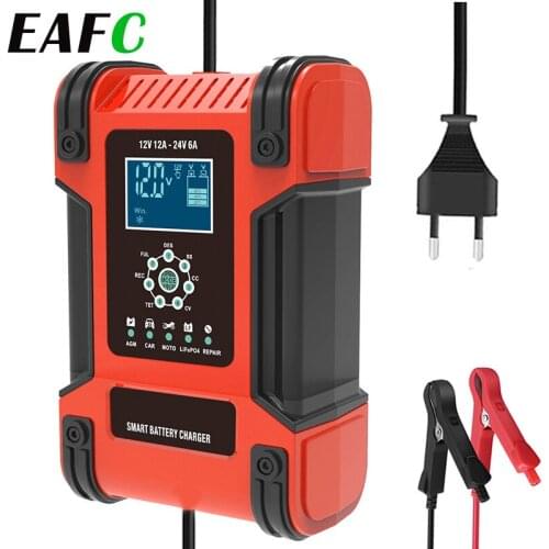 12V 12A/24V 6A Car Battery Charger 7 Stage Automatic Charging Intelligent Battery-Chargers Multiple Protection Auto Chargers