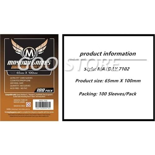 2 packs/lot MAYDAY Card Sleeve 7102 for 65*100mm cards protector clear pack case Board Games Sleeves