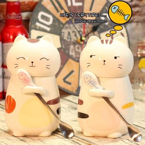 400ml Ceramics Mugs Creative Cartoon Cat Coffee Milk Mugs Cup Heat-resistant Drinkware Gift for Lovers Kid Home Accessories