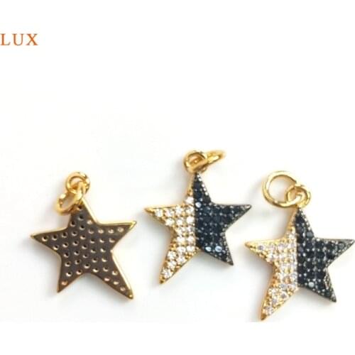 5pcs Two Colors Star Pendant For Women Necklace Five Pointed Star Pendant Zircon Five Pointed Star Pendant Handmade DIY Jewelry