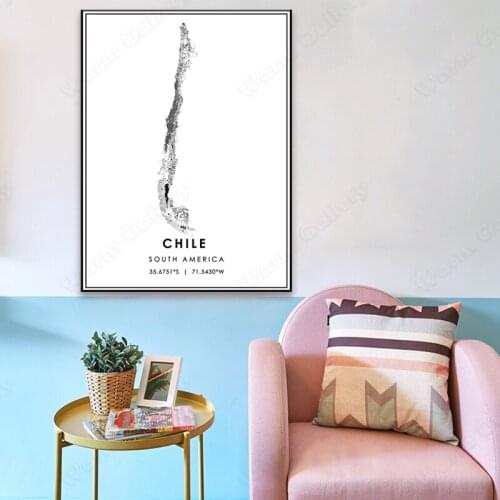 Black and White City Map The Chile City Map Poster HD Print Wall Art Canvas Nordic Landspace Painting for Home Decor