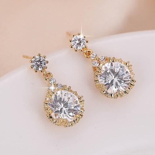 DE103 Delicacy Fashion Elegant 4A Zircon Water Droplet Earrings GIRLS Gift Party Banquet WOMENS Jewelry Earrings 2021