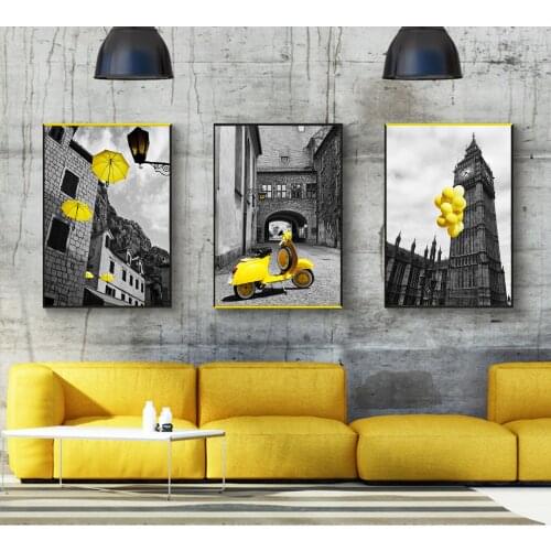 Decorative Painting Nordic Simple Style Black and White Landscape Rain Umbrella Decorative Painting Home decoration Poster