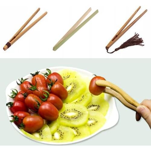 1pc Wooden Tea Bacon Tea Clip Tweezer Tea Tongs Tongs Bamboo Salad Food Salad Sugar Toast Bend Straight Clips Kitchen Teaware
