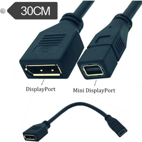 DP DisplayPort Female Socket Panel Mount to Mini DisplayPort Female Video Cable