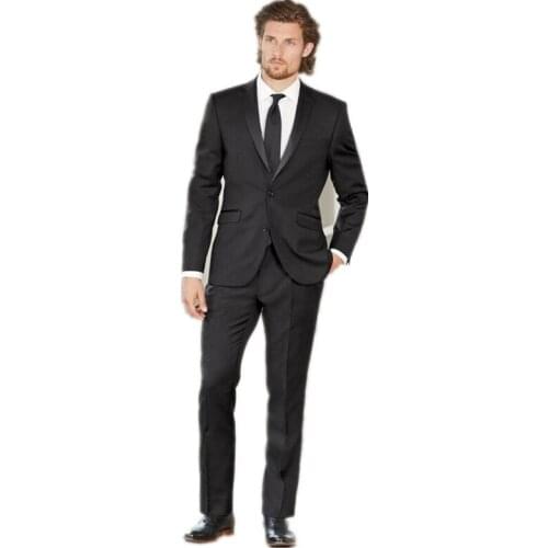 Custom black Mens suits Tuxedos Two Buttons Notch Lapel Wedding Business Occasion Suits Mens Wedding Suits (jacket+pants+tie)