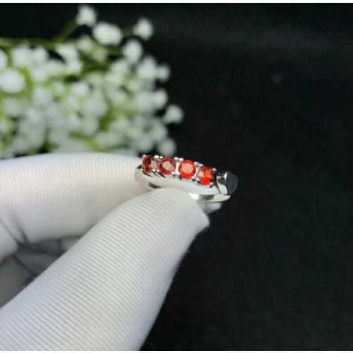 Natural red garnet Ring Natural gemstone Adjustable Ring S925 silver elegant Small Lovely array Arrow girl party gift Jewelry