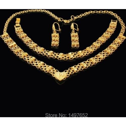 Ethiopian Gold Jewelry Sets Bracelet Necklace Earring Gold Filled African Women Nigeria/Kenya/Arabic/African