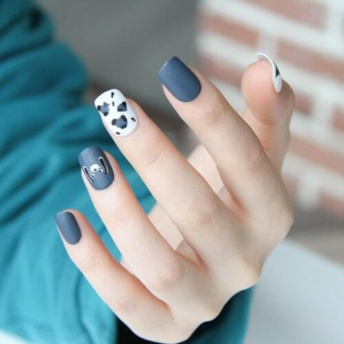 24Pcs/ Box short Fake Nails High Quality Fashion Style Wearable faux nail Waterproof Finished Nail Patch with Glue press on