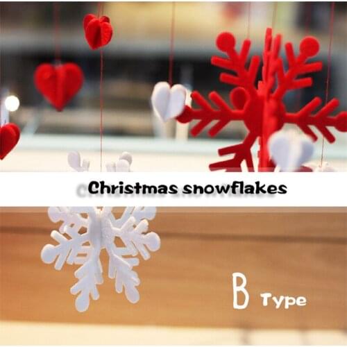 Red Three-Dimensional Christmas Snowflake Pendant Love Felt Snowflake Decoration Christmas New Year Party Scene Ornaments QM07