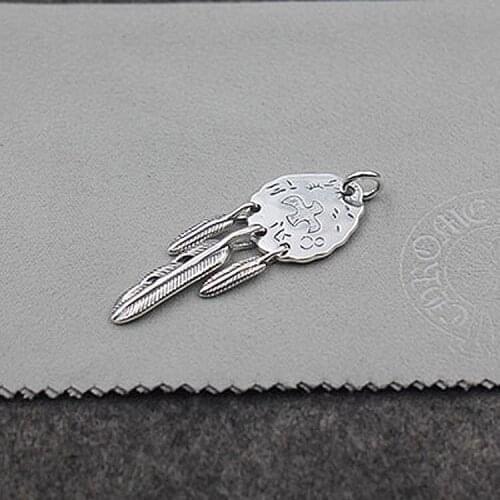 Sterling Silver Three Leaf Feather Eagle Tag Pendant Personalized Necklace Pendant Influx People Jewelry