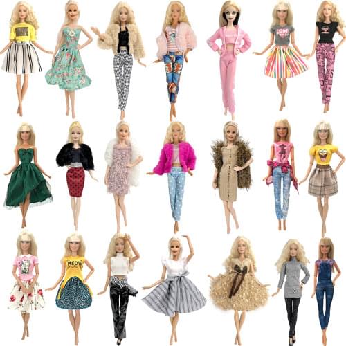 NK Hot Sale 5 Pcs/Set Doll Dress Handmade Skirt Fashion Clothes For Barbie Doll Accessories Baby Toys Girls' Gift 5G JJ