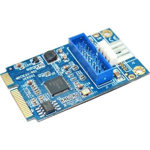 MINI PCIE to USB 3.0 Adapter Card 4Pin Power Connector MINI PCI-E to 19pin USB Front Panel 2 Ports USB 3.0 Expansion Card Riser