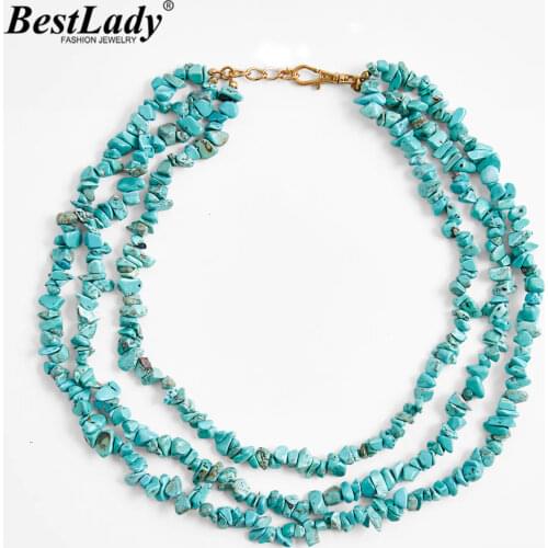 Best Lady Fashion ZA Triple Stone Necklace for Women Boho Solid Color Handmade Beads Necklaces Summer Jewelry Gifts Wholesale