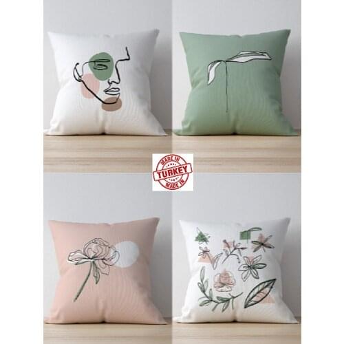 4 PIECES CUSHION COVER SET - 43X43 CM - PILLOVELAND - FROM TURKEY