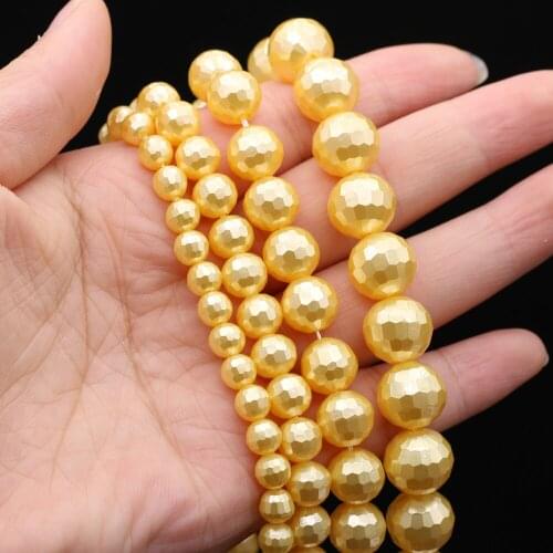 New Natural Round Yellow Pearl Section Beads Punch High Quality for Jewelry Making DIY Women Necklace Bracelet Gift