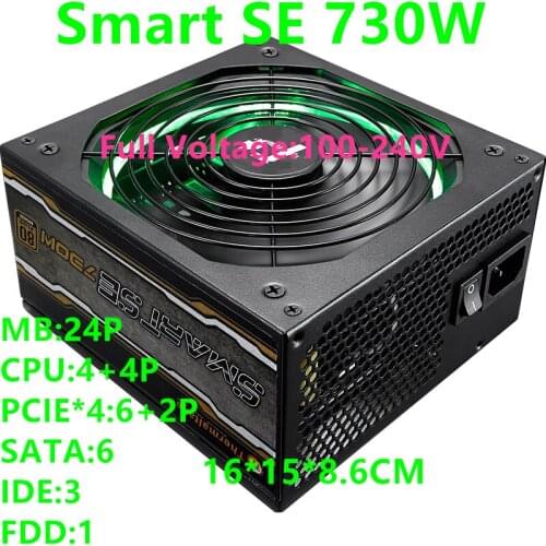 New PSU For Thermaltake(Tt) Brand Dazzle Template Red/Green Riing Fan Game Power Supply 730W Power Supply Smart SE 730W