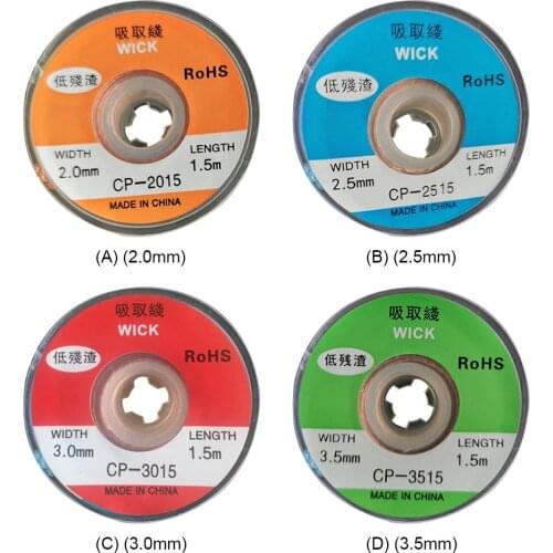2mm 2.5mm 3mm 3.5mm Width 1.5M Length Desoldering Braid Welding Solder Remover Wick Wire Lead Cord Flux BGA Repair Tool
