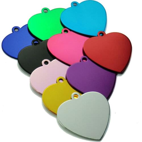 Wholesale 100pcs Love Heart Shape Pet Tags ID Cumstom 2 Sides Engeraved For Dog Cat Name Charm Tag Personalized Dog Cats ID Tags