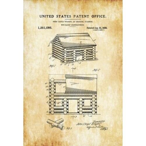 Patent Patent Print Game Room Decor Lincoln Logs Patent Kids Room Art Game Room Art Vintage Toy Old Toys 20X30 Tin Sign