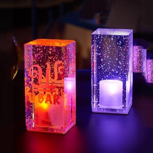 Rechargeable LED Bar Table Lamps Crystal Bubbles KTV Cafe Restaurant Hotel Cafe Table Night Light Free Logo Printing