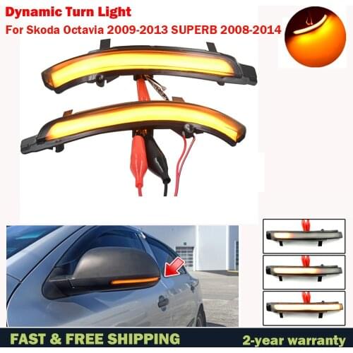 For Skoda Octavia 2009-2013 SUPERB 2008-2014 Dynamic LED Turn Signal Blinker Mirror flasher Light